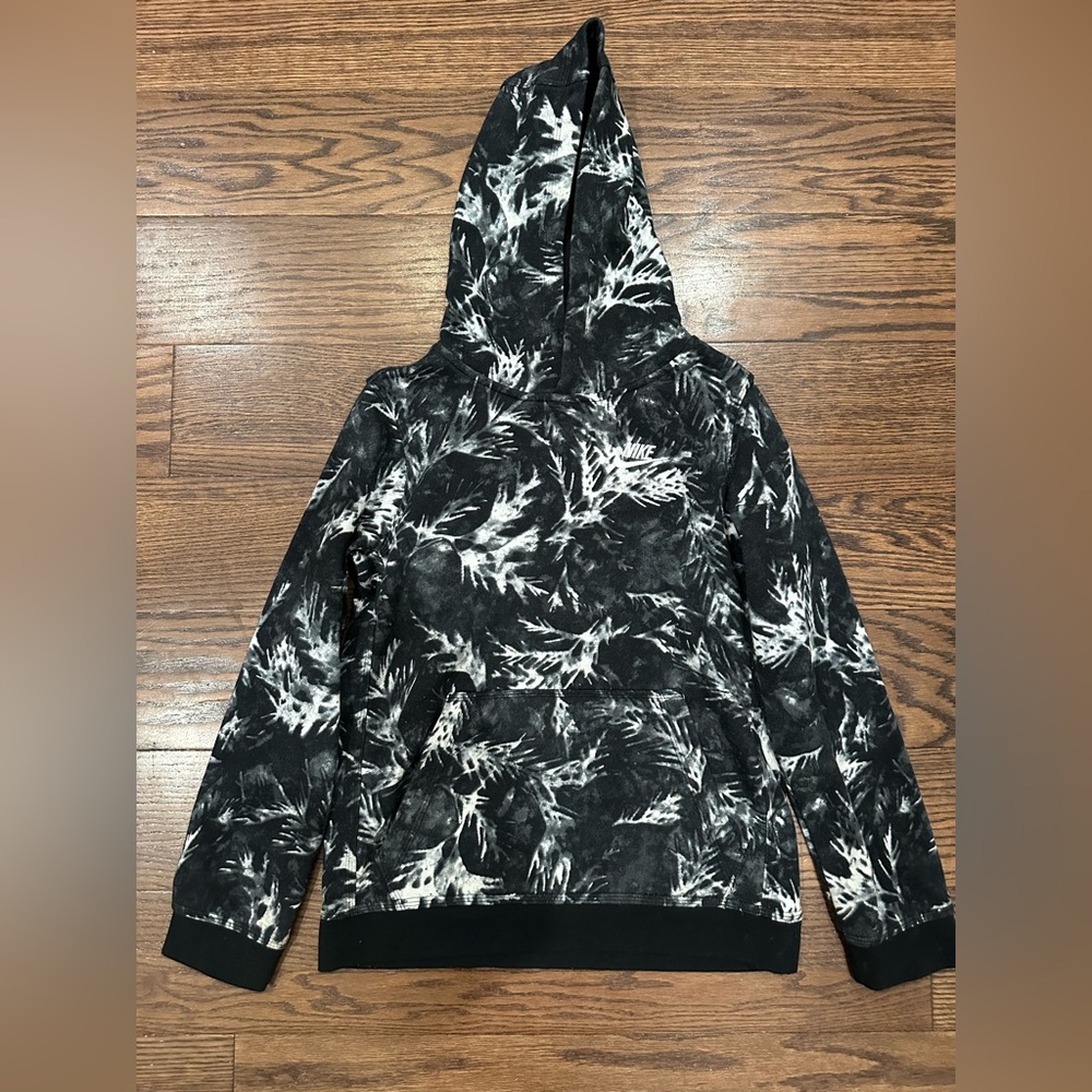 Nike Black and Gray Tie-Dye Hoodie